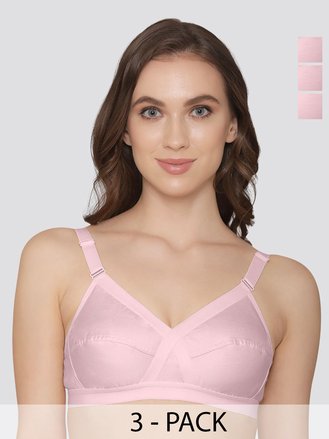 K LINGERIE Pack of 3 Cross Care Full Coverage Wirefree Minimizer Bra