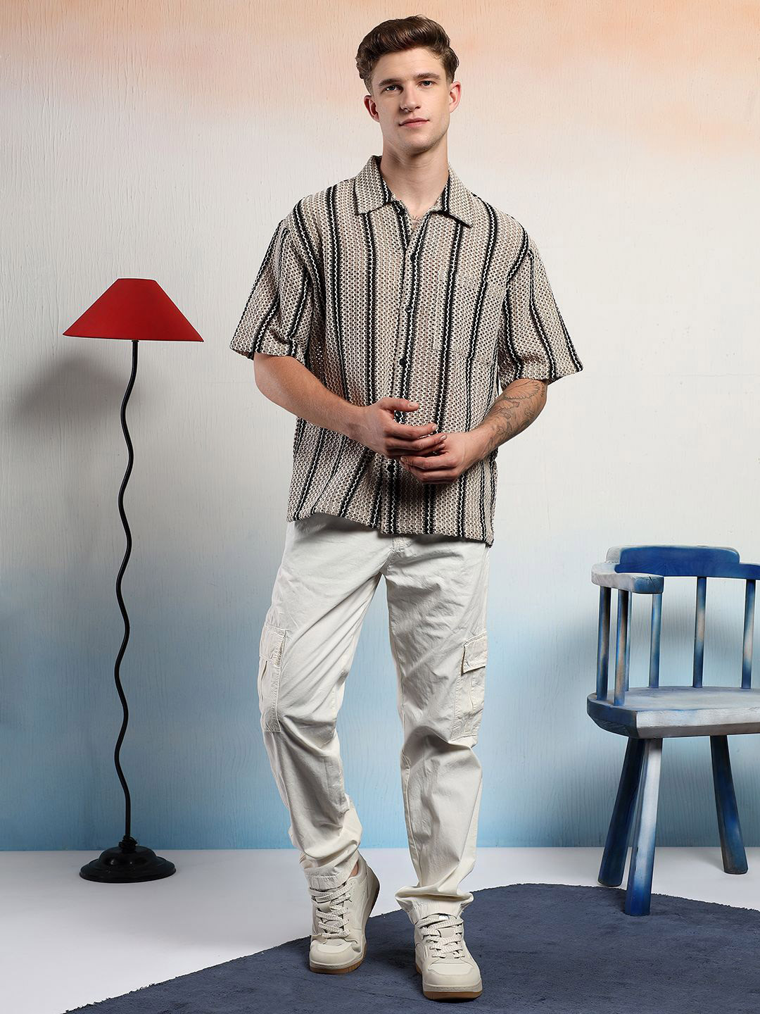 Stylecast X Kotty Men's Regular Fit Striped Casual Shirt