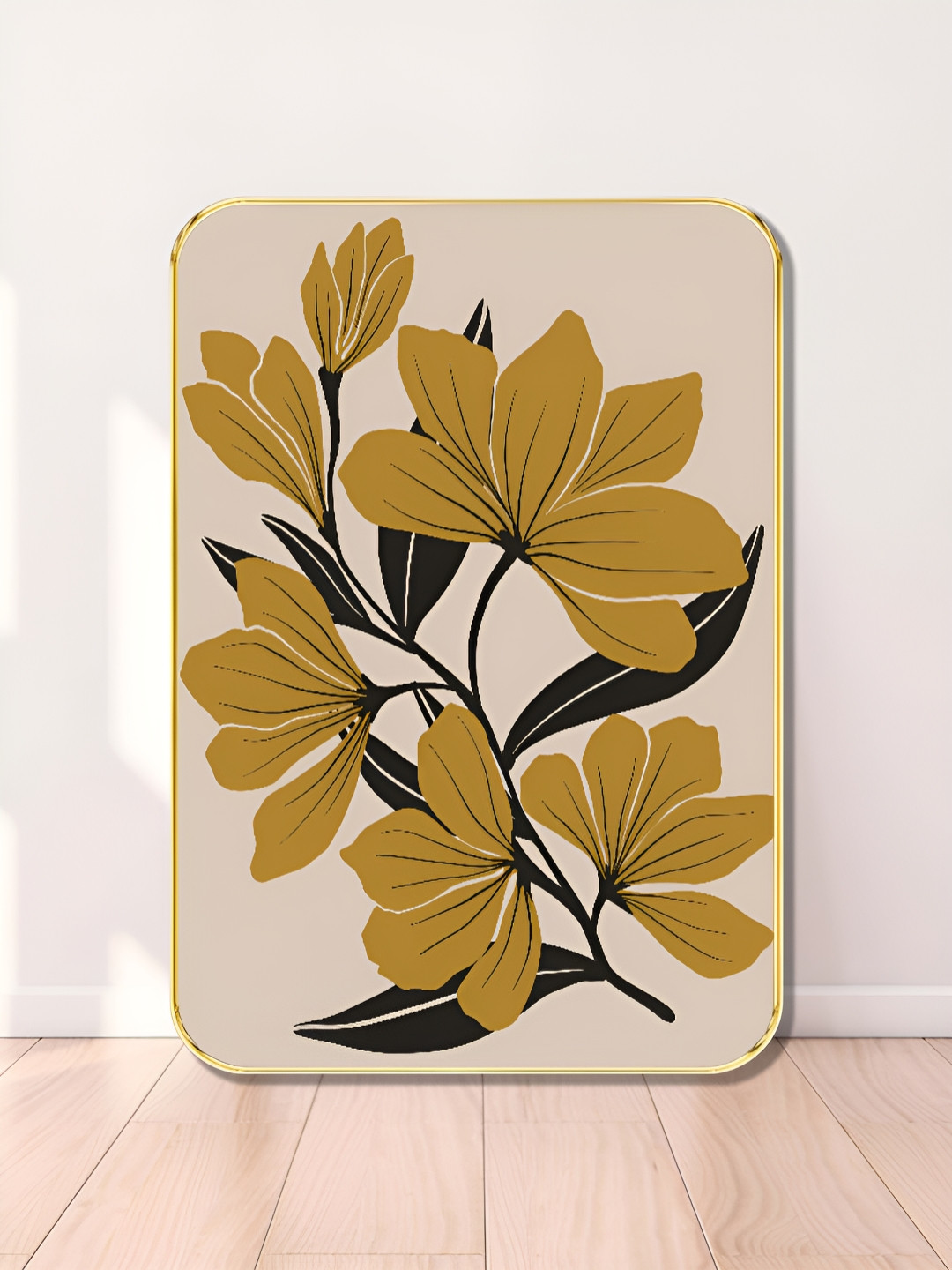 SAF White & Gold-Toned Floral Wooden Wall Art