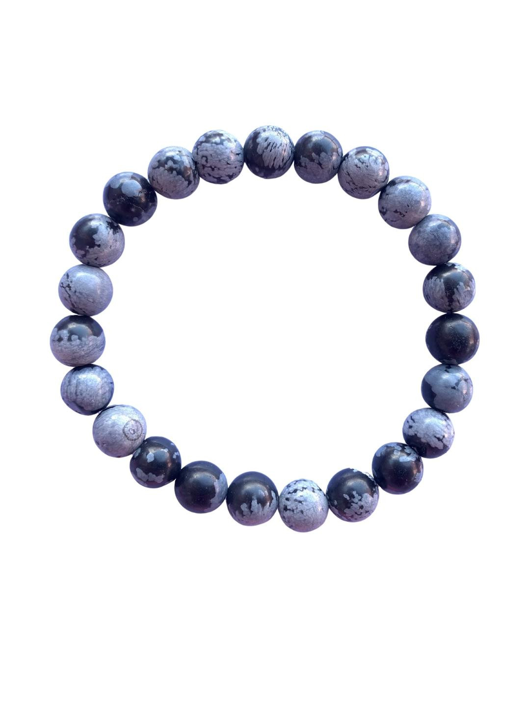 Apnisanskriti Unisex Snowflake Obsidian Stone Bracelet