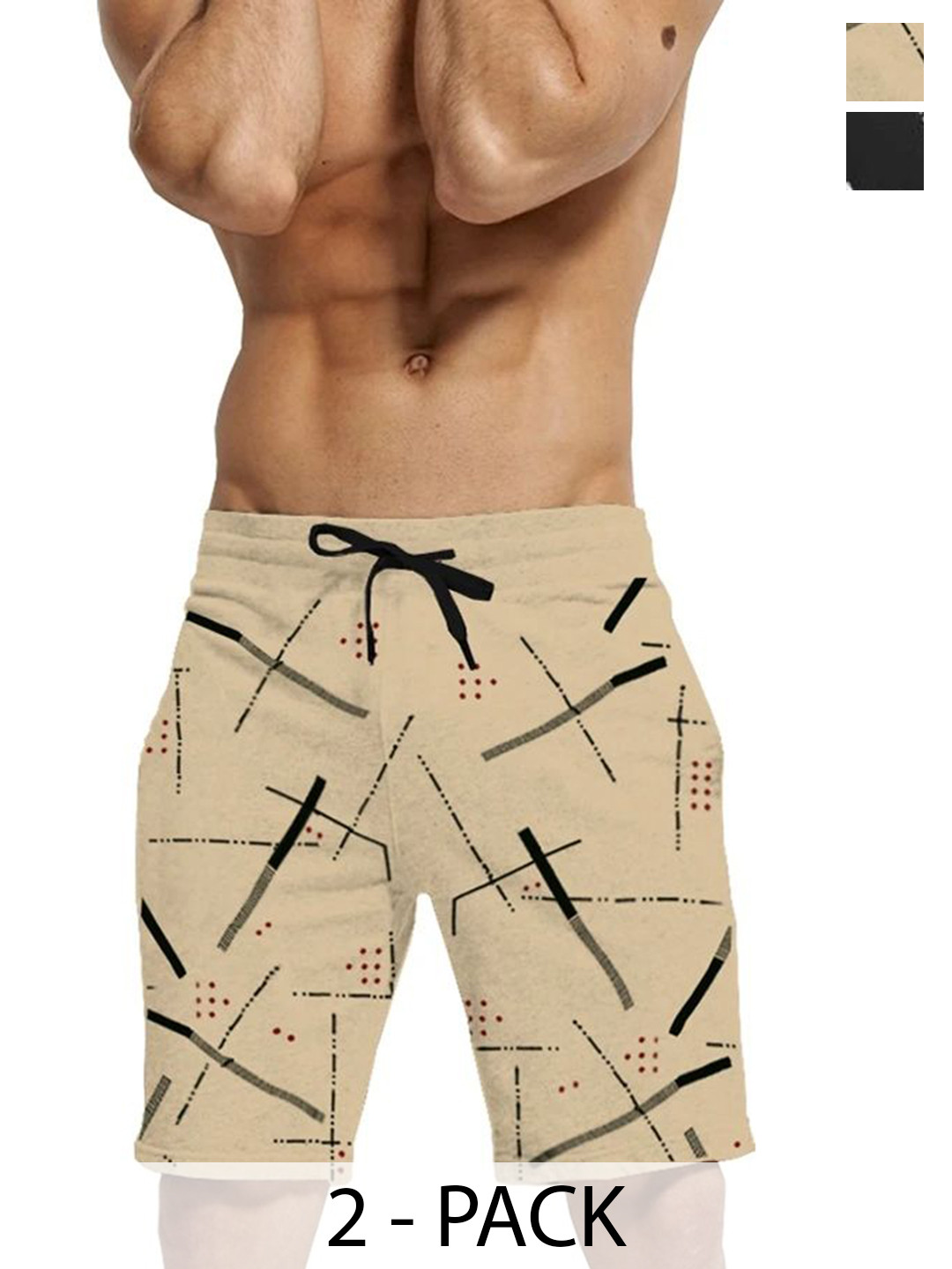 TRIPR Men Pack Of 2 Printed Mid-Rise Cotton Shorts