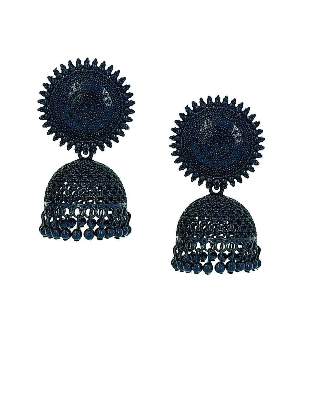 Varico Artificial Beaded Dome Shaped Oxidised Jhumkas