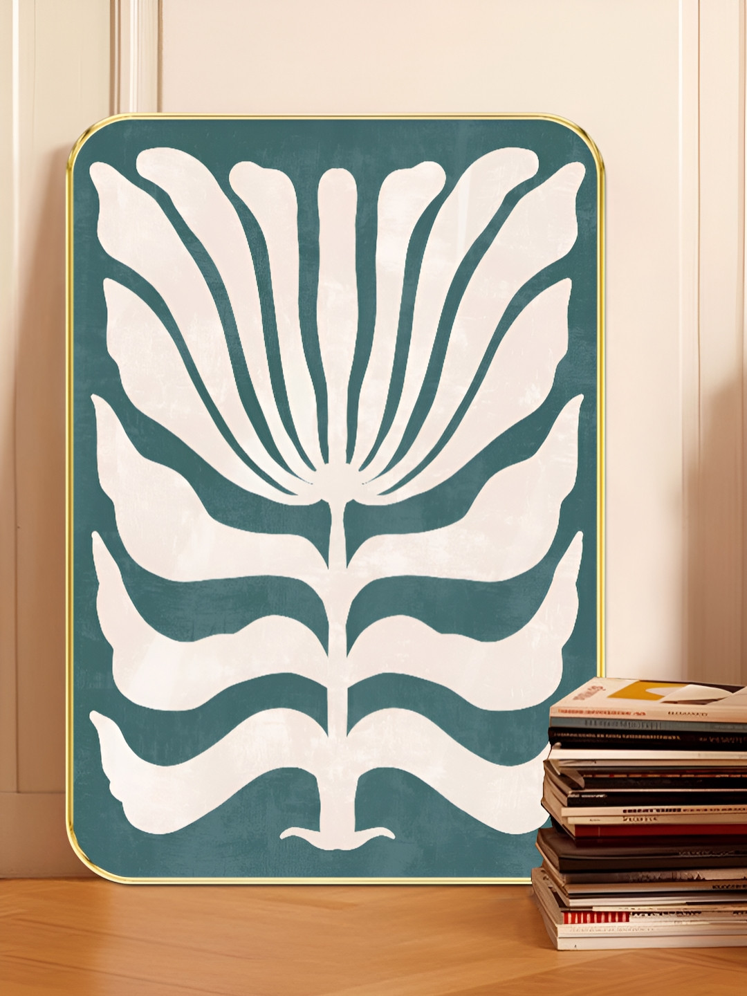 SAF Abstract Botanical Wood Wall Rectangle Paintings Wall Art - 24 x 18 In