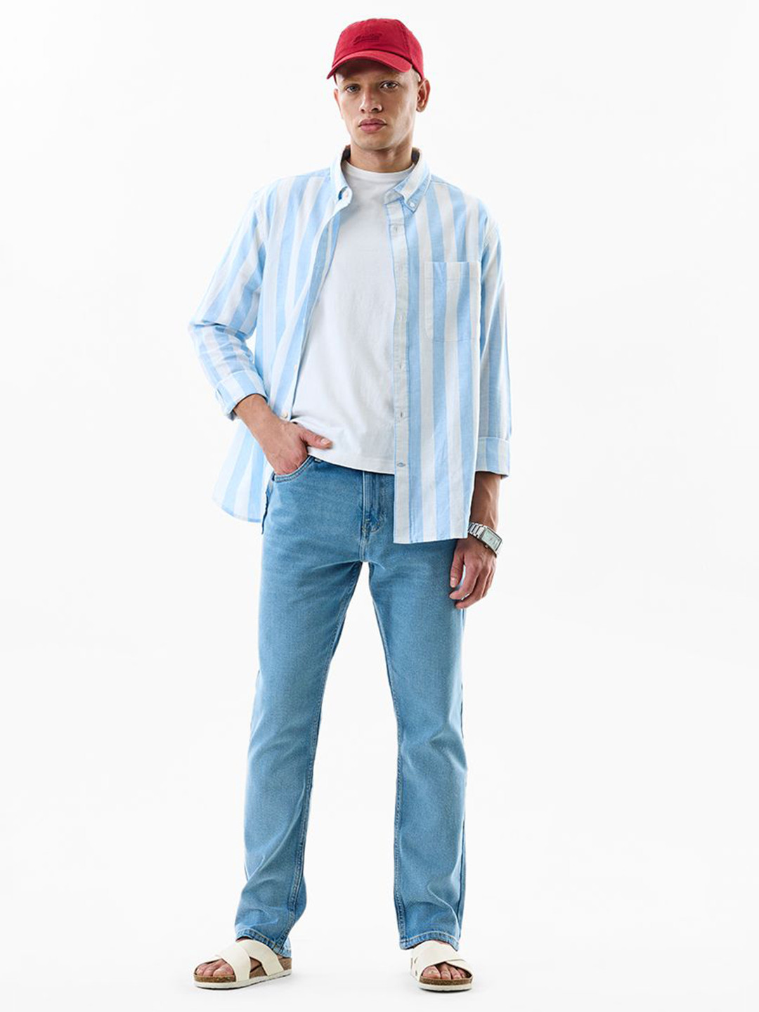 Snitch Men Light Blue Mid-Rise Relaxed Fit Jeans