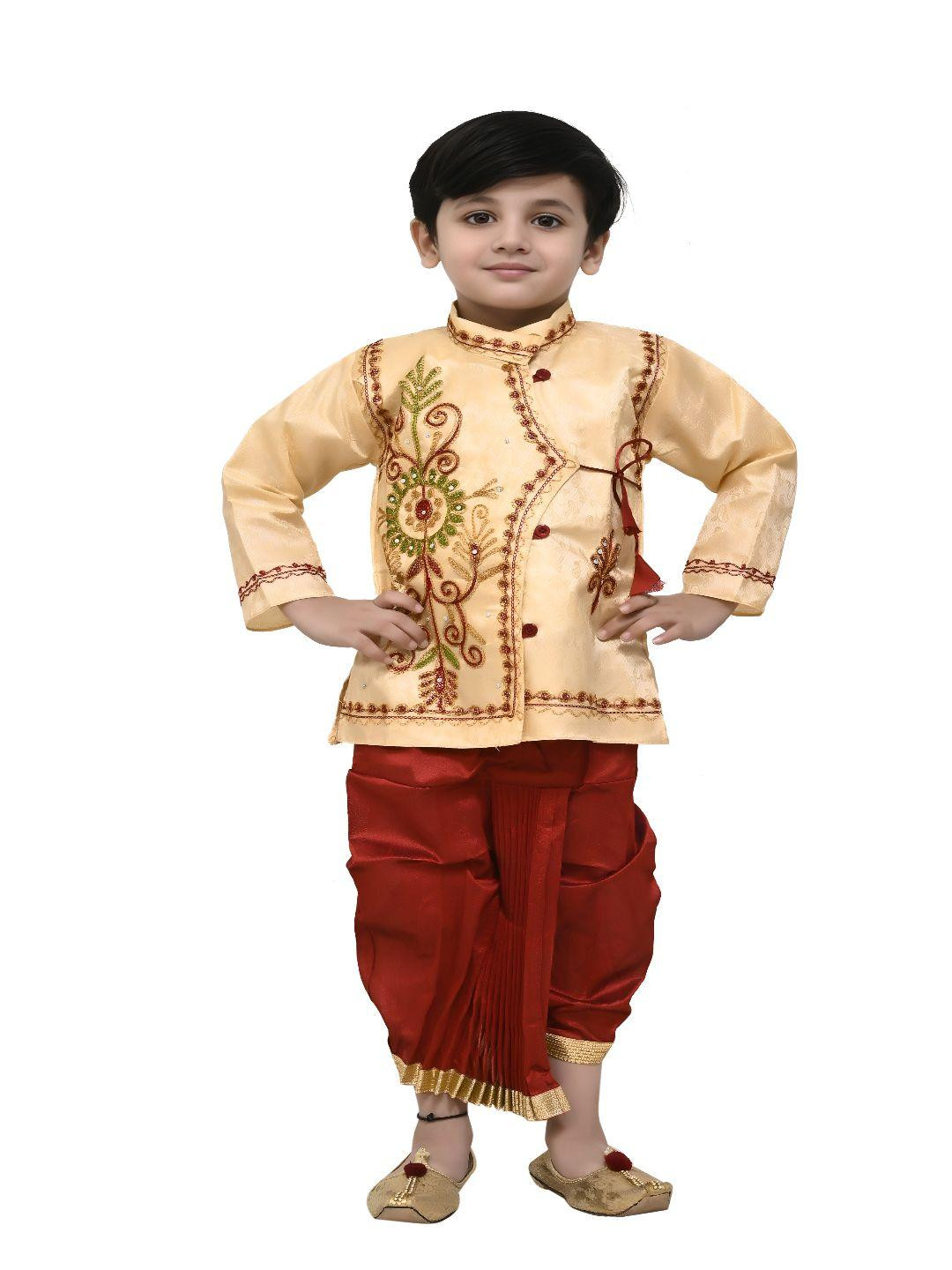 Amacart Kids Embroidered Thread Work Kurta with Dhoti Pants