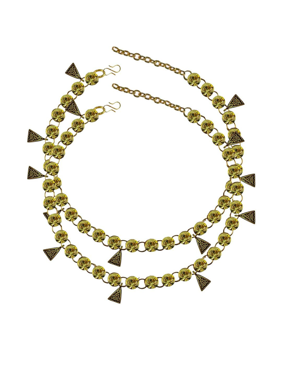 Vidhya Kangan Yellow Stone Stud-Gold Plated Brass Anklet