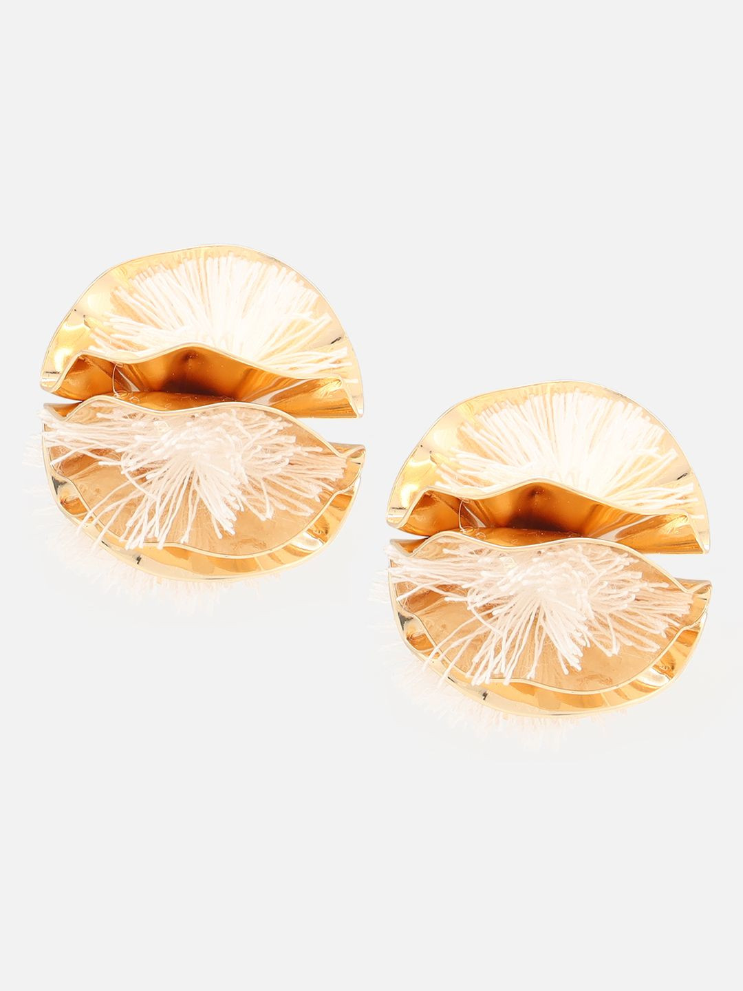 Beatnik Gold-Plated Feather Contemporary Studs