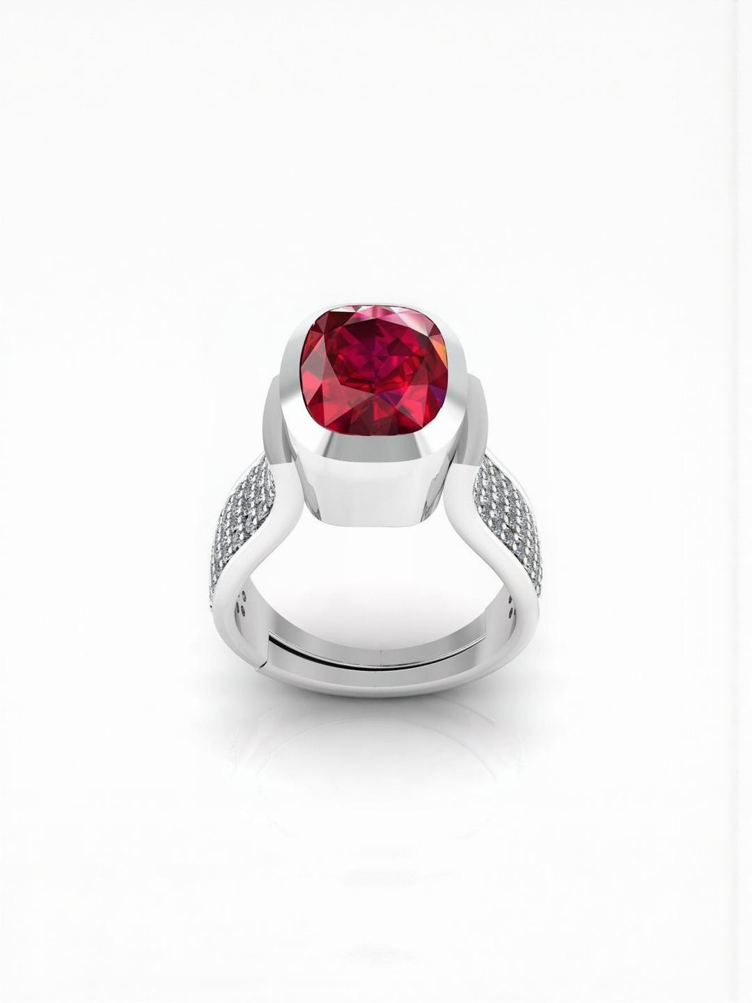 Sidharth Gems 8.40 KTs 9.25 Ratti 92.5 Sterling Silver Gold Plated Ruby Ring