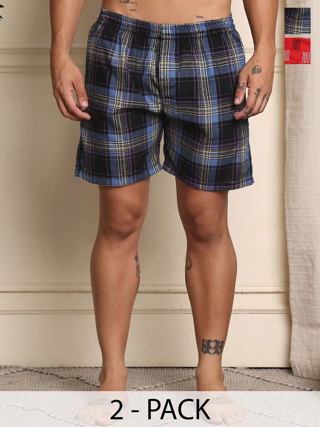 Mast & Harbour Pack Of 2 Printed Super Pure Combed Mercerized Cotton Boxers - BOXCOM86-S