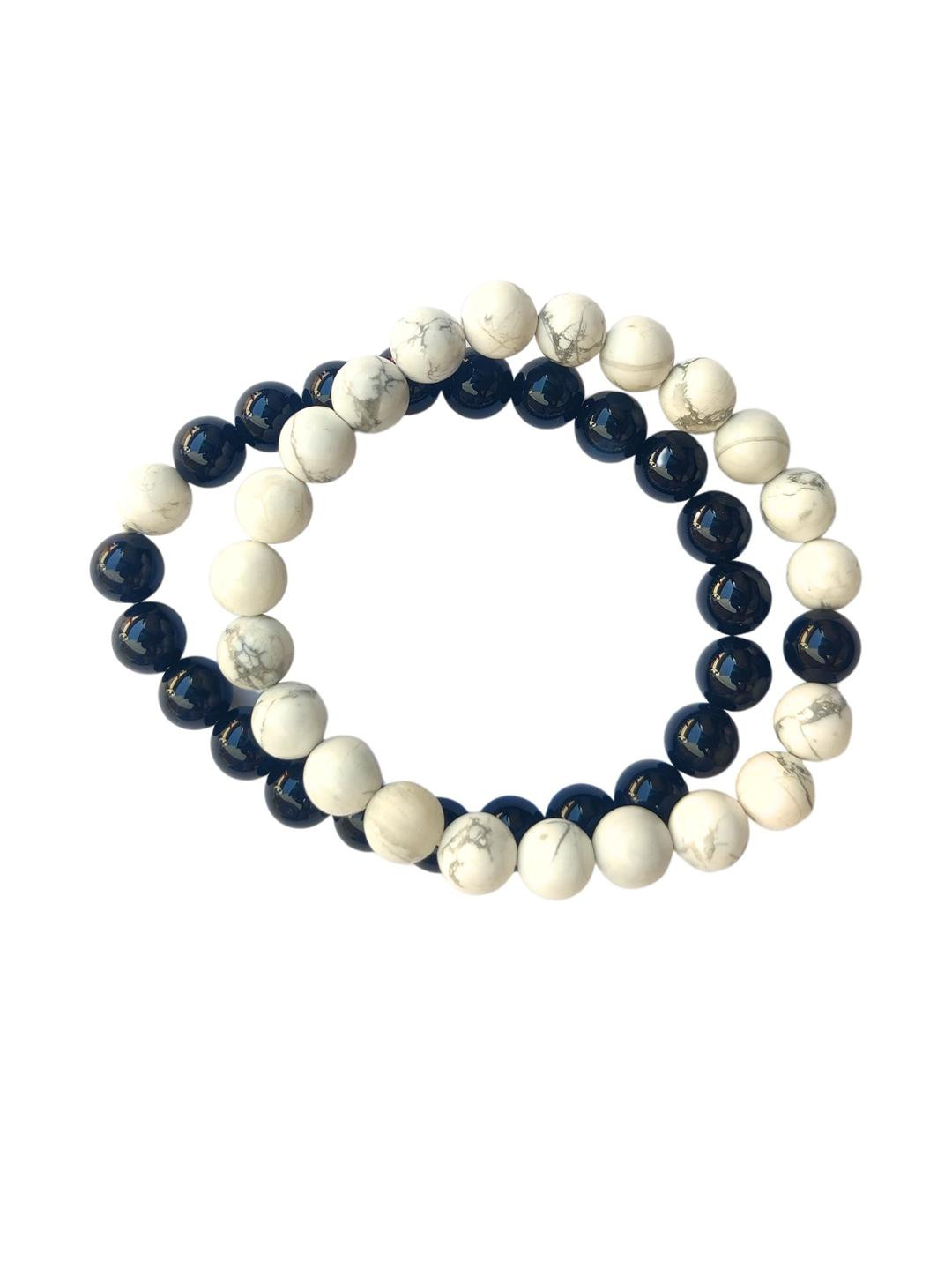 Apnisanskriti Unisex Black Oynx Howlite Stone Bracelet