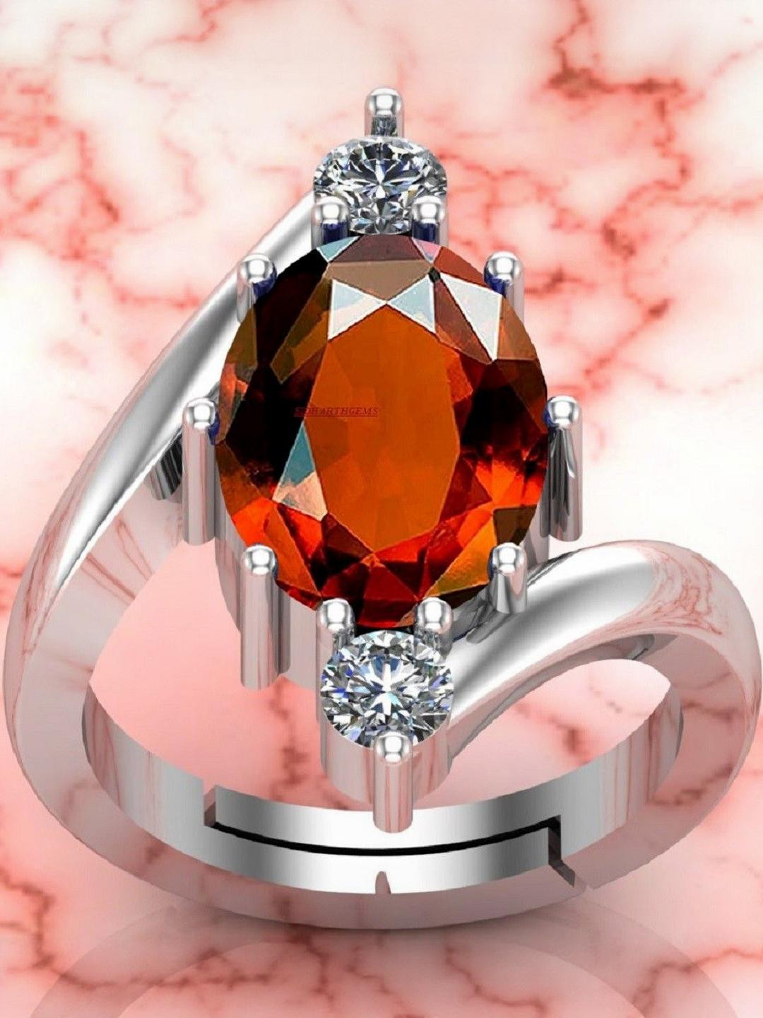 Sidharth Gems 10.25 Ratti 9.00 KT Gomed Hessonite Stone Brass Garnet Ring
