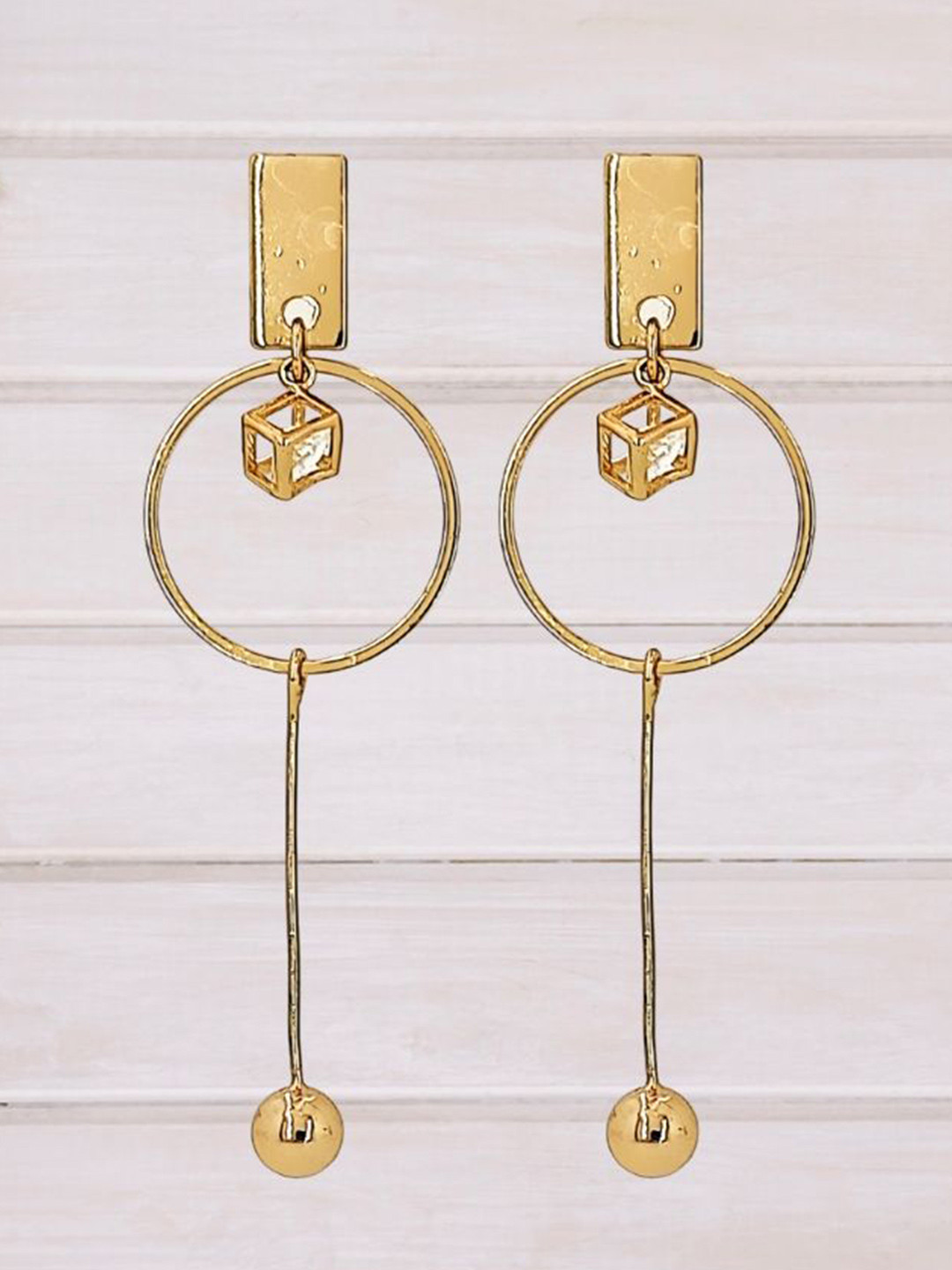 Varico Artificial Stones Studded Circular Shaped Drop Earrings