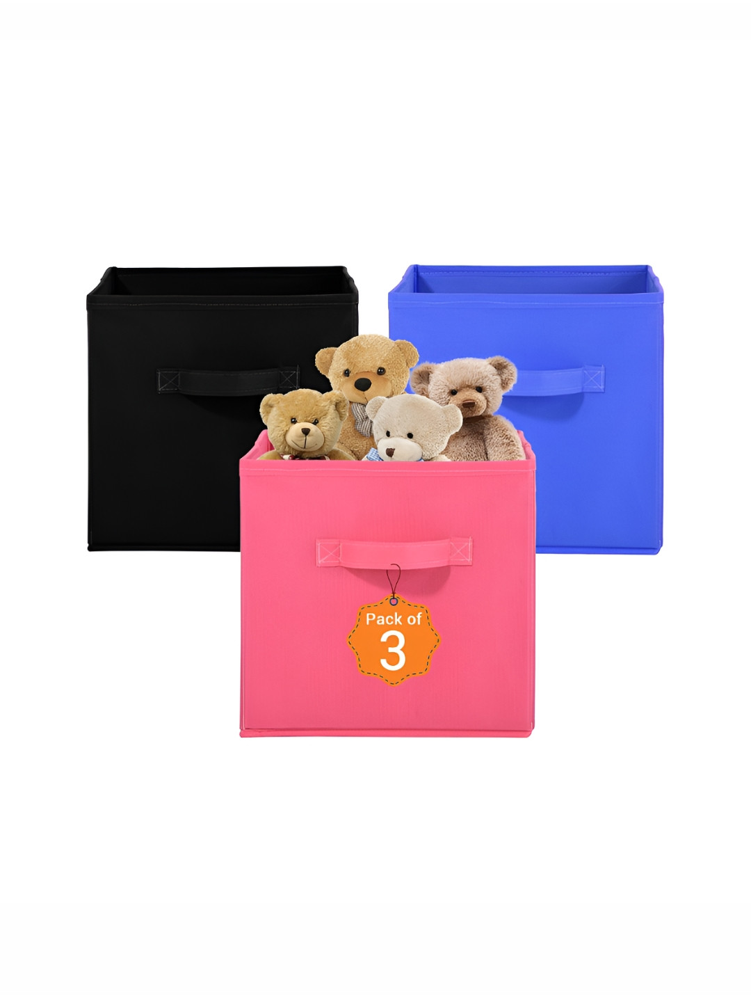 Aura Pink & Black 3 Pieces Multi-Utility Storage Box Organisers