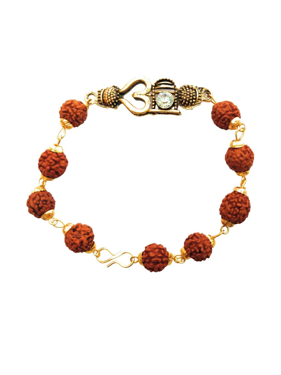 Apnisanskriti Unisex Rudraksha Rakhi Golden Cap Bracelet