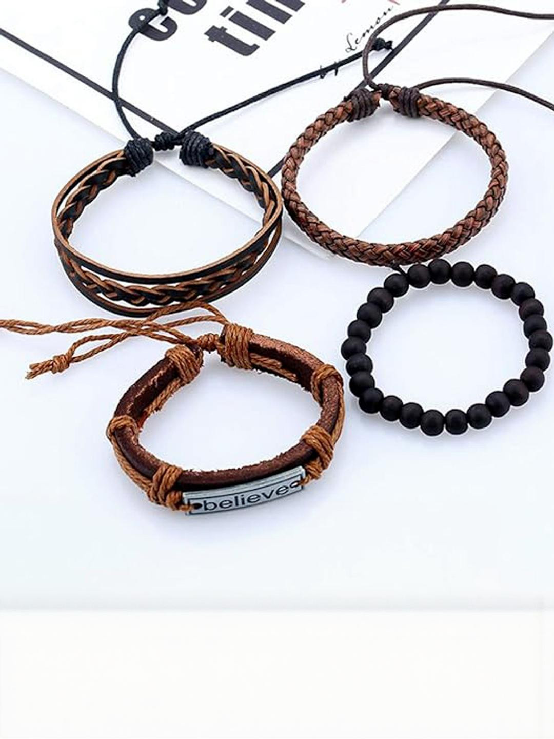 Fashion Frill Bracelet For Men Leather Beads Multi strand Bracelets For Men Boy