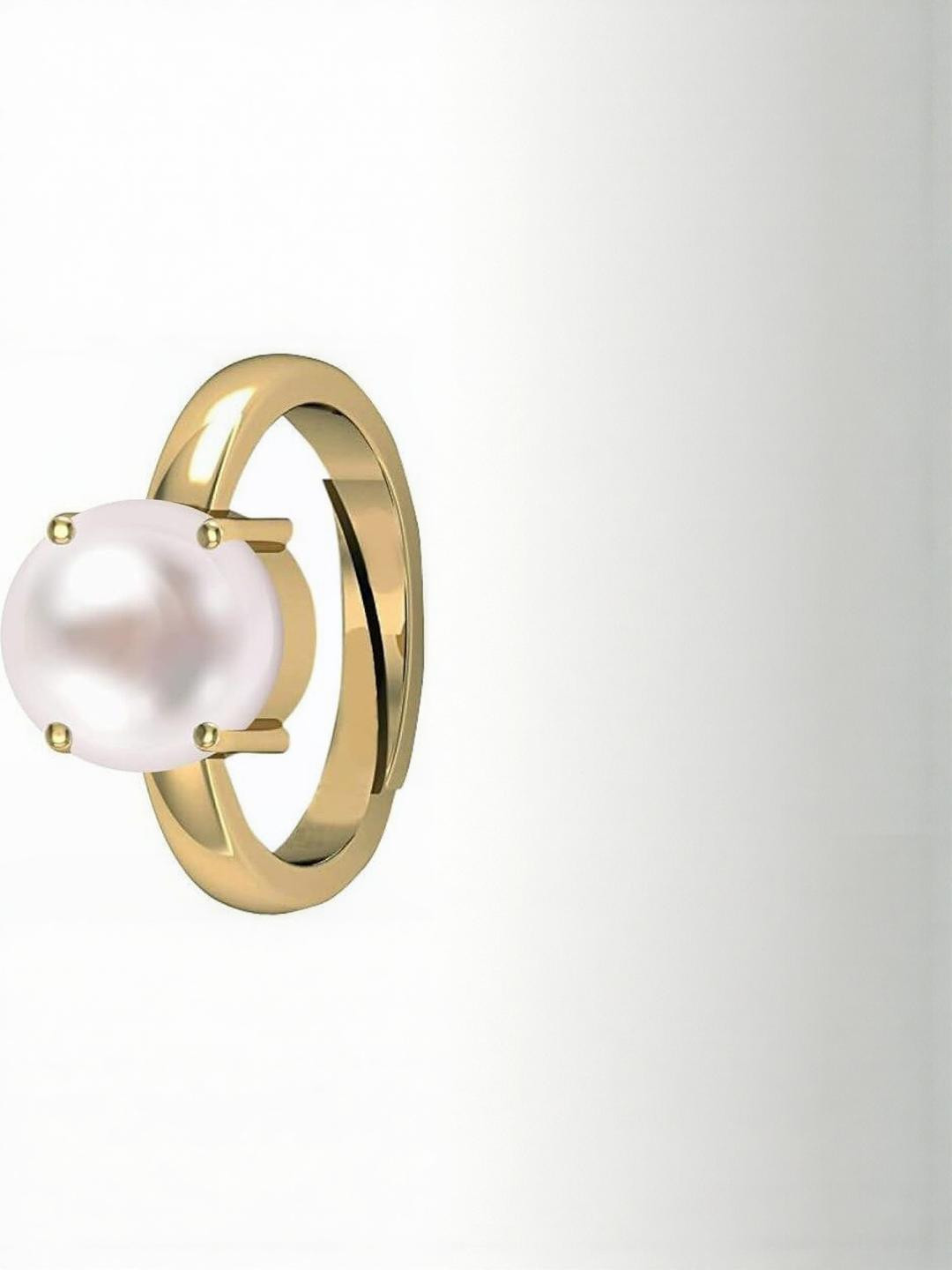 Sidharth Gems 10.25 Ratti 9.00 Crt Pearl Moti Panchhdhaatu Brass Ring