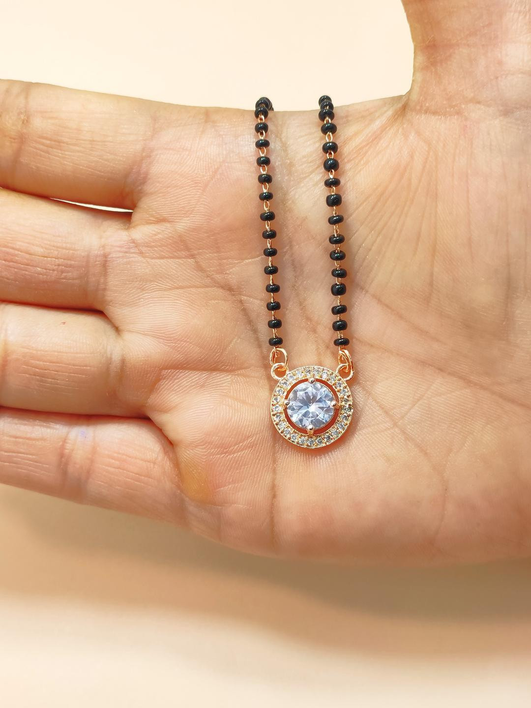 DIVYANSHI COLLECTION American Diamond Gold Brass Mangalsutra