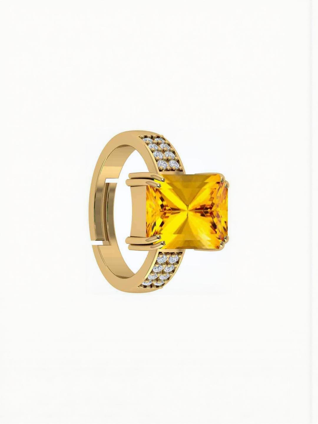 jemskart 8.25 Ratti Citrine Sunela Gemstone Brass Ring