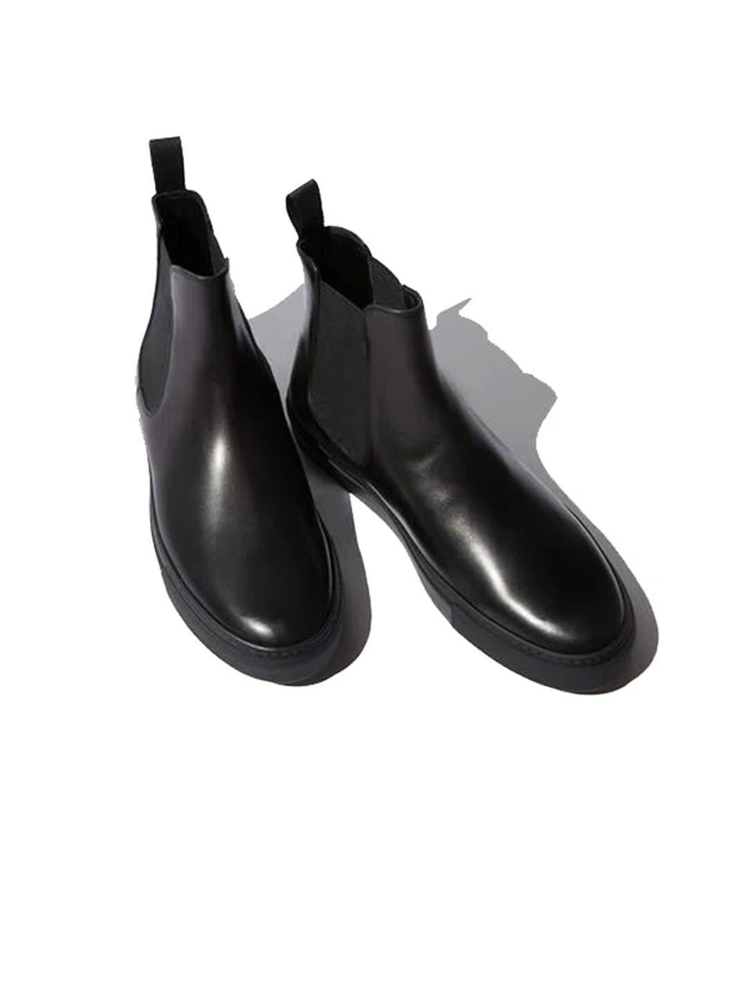 ITALIAN SHOES CO Men Leather Mid-Top Chelsea Boots