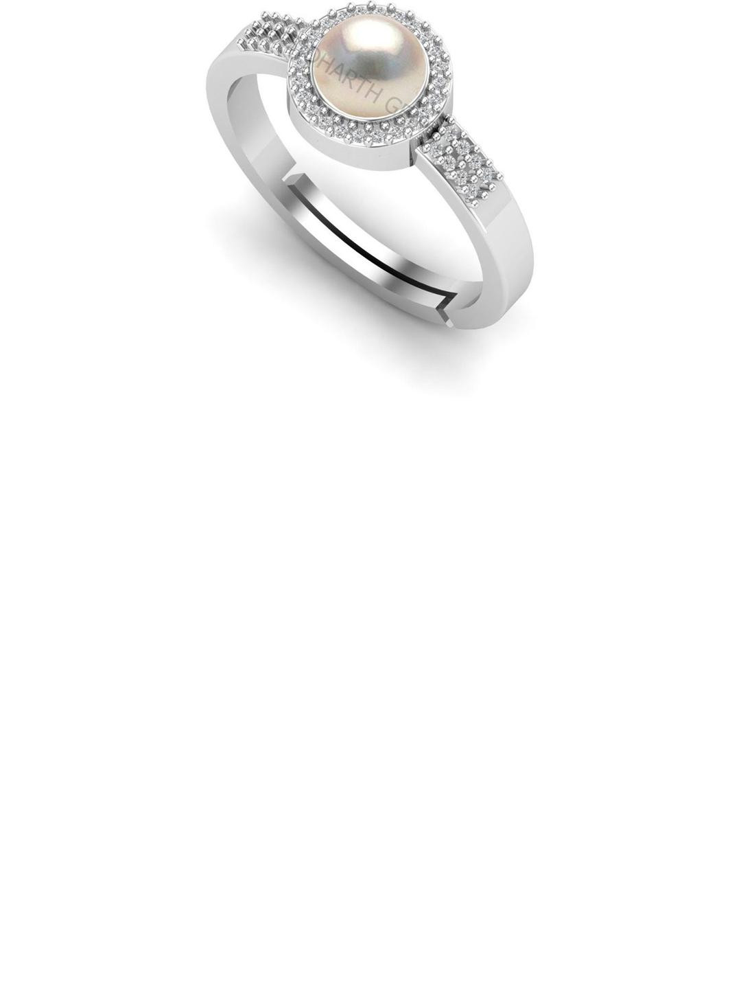 jemskart 7.25 Ratti 6.00 KT Adjustable Ring Brass Pearl Ring
