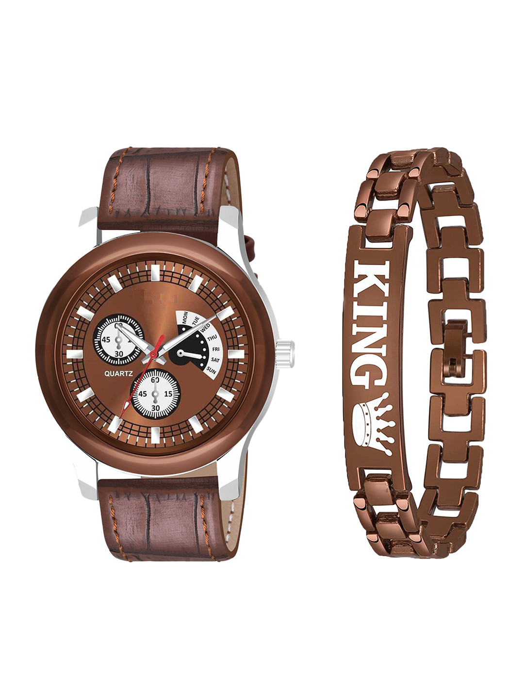 CSAMON Men Straps Analogue Watch Gift Set B9050 BROAeviyo Slilm L K Bracelet_SH