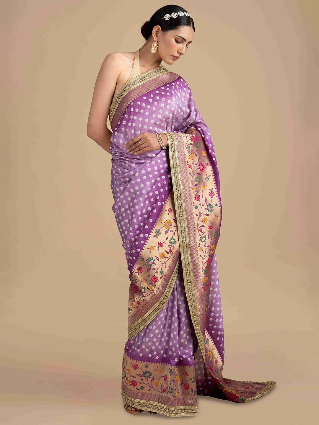 Zal from Benaras Bandhani Zari Banarasi Saree