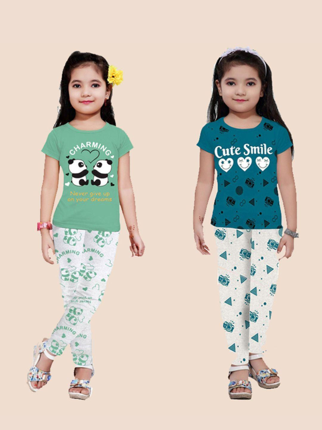 Veecap Girls Pack Of 2 Graphic Printed Night suit