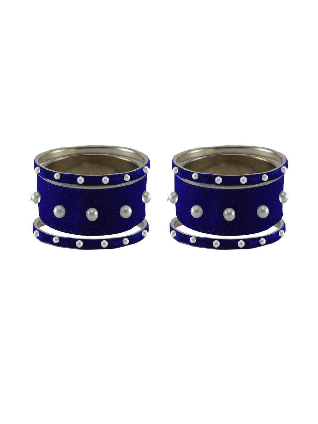 Vidhya Kangan Blue Moti Stud Brass Bangle