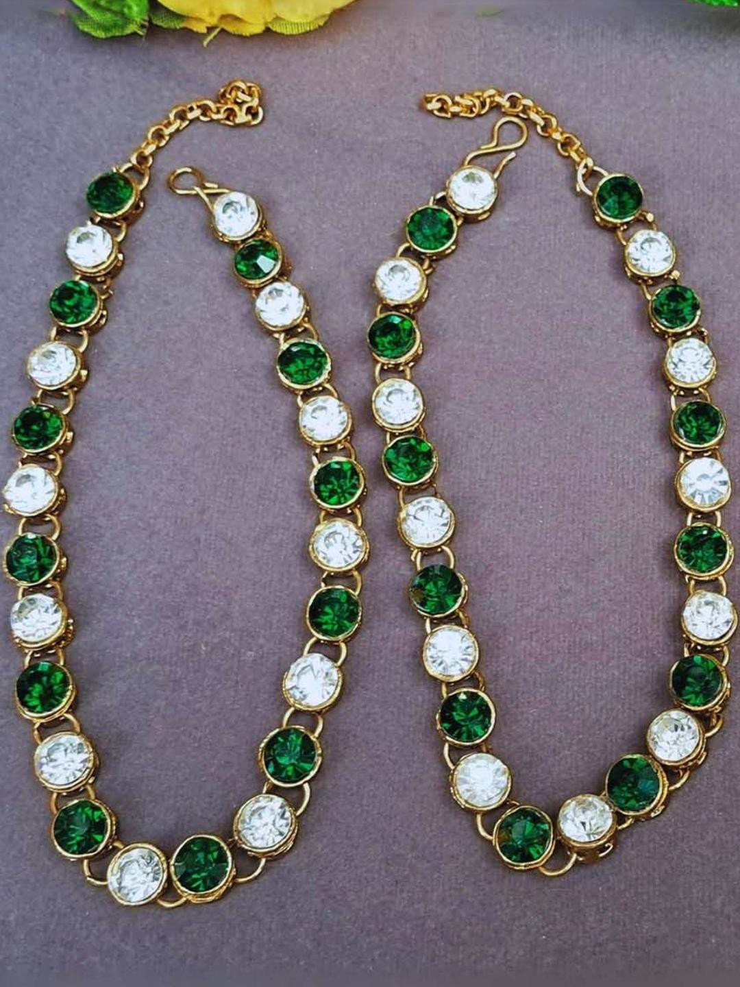 Vidhya Kangan Pack Of 2 Multi Stone Stud Brass Anklet