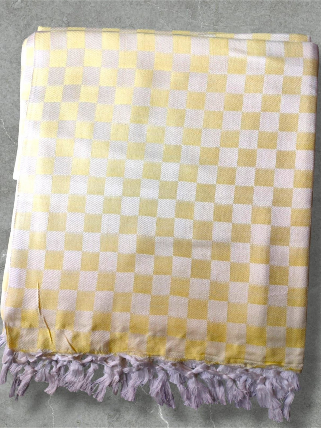 VANISHREE WORLD Yellow & White Checked AC Room 210 GSM Single Bed Duvet