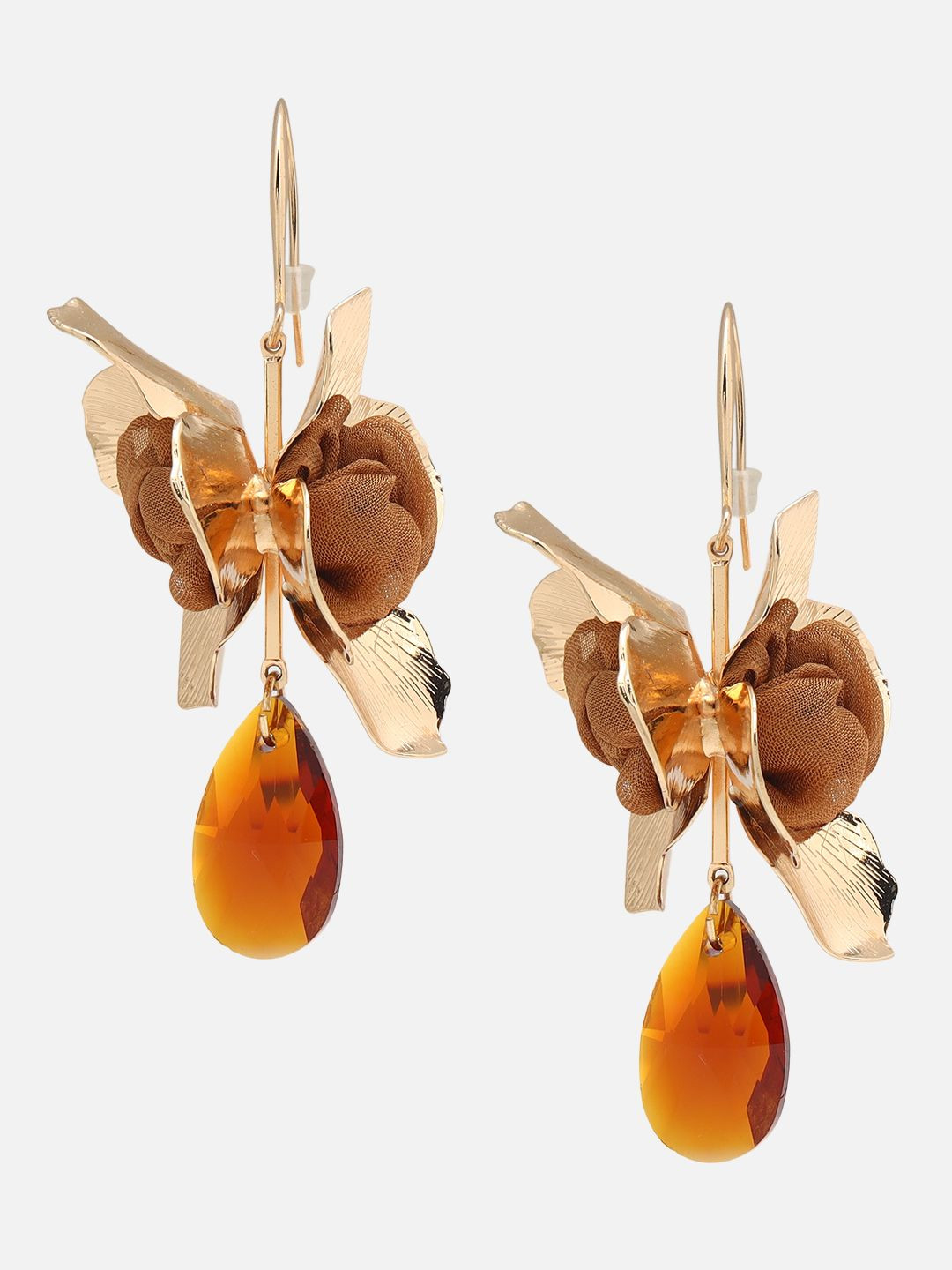 Beatnik Gold-Plated Artificial Stone Contemporary Drop Earrings
