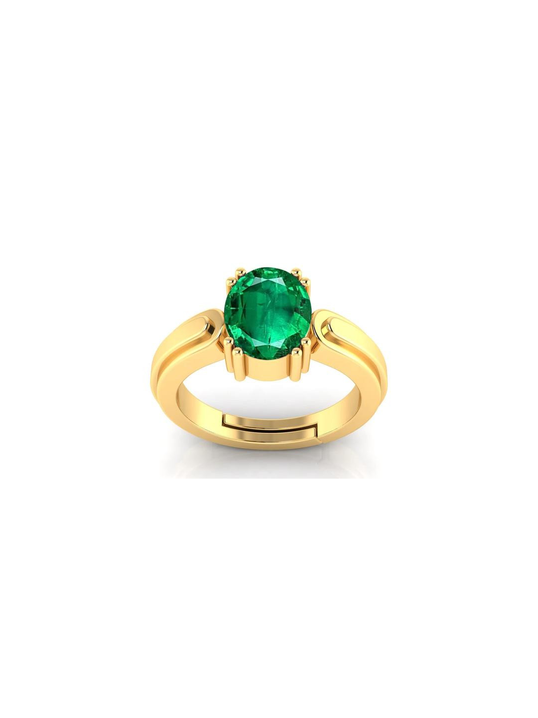 Pranjal Gems Unisex 6.25 Ratti 5.62K Emerald Panna Gemstone Adjustable Finger Ring