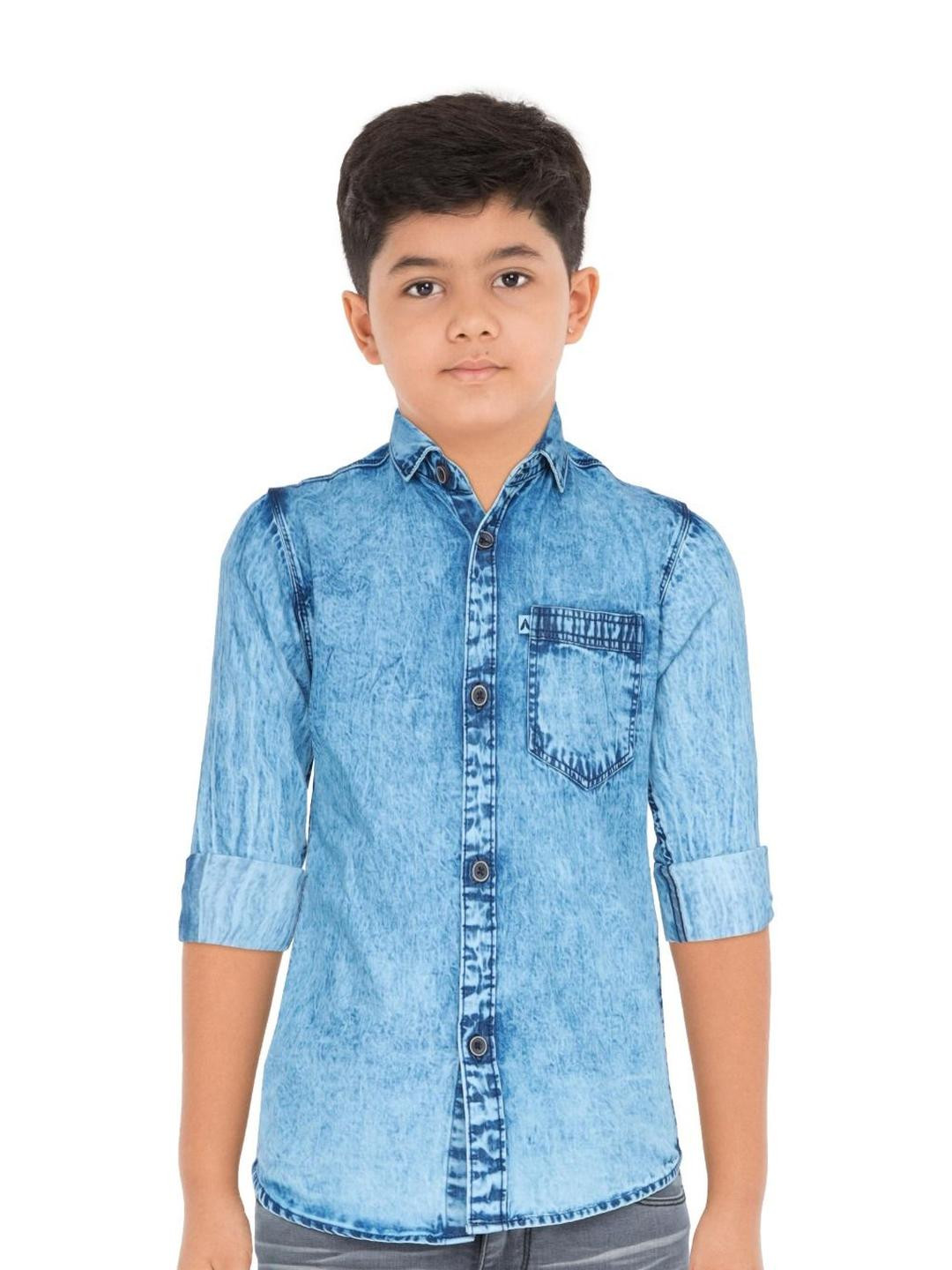 AIDAN PAUL Boys Comfort Washed Effect Denim Casual Shirt