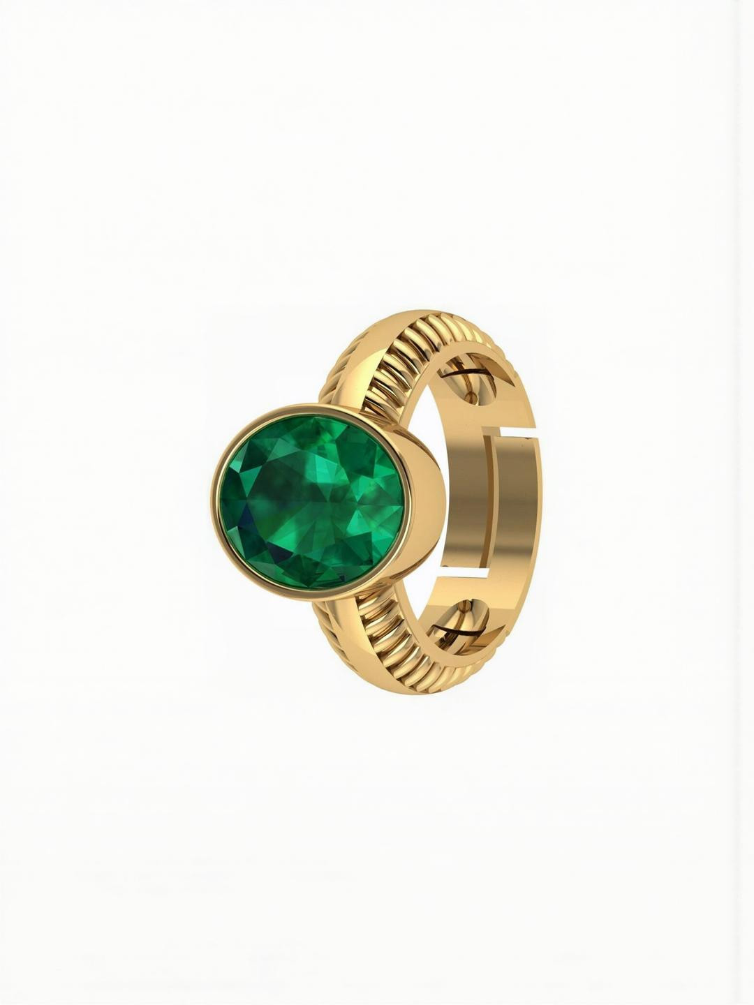 Sidharth Gems 9.25 Ratti Emerald Panna Panchdhatu Adjustable Ring