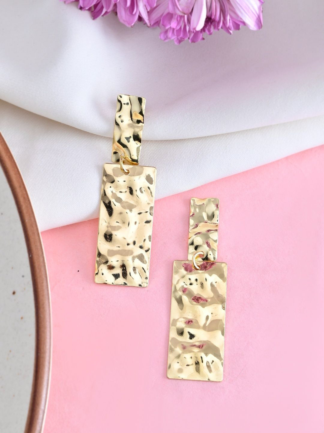 SUNBURST Gold-Plated Geometric Shaped Drop Earrings