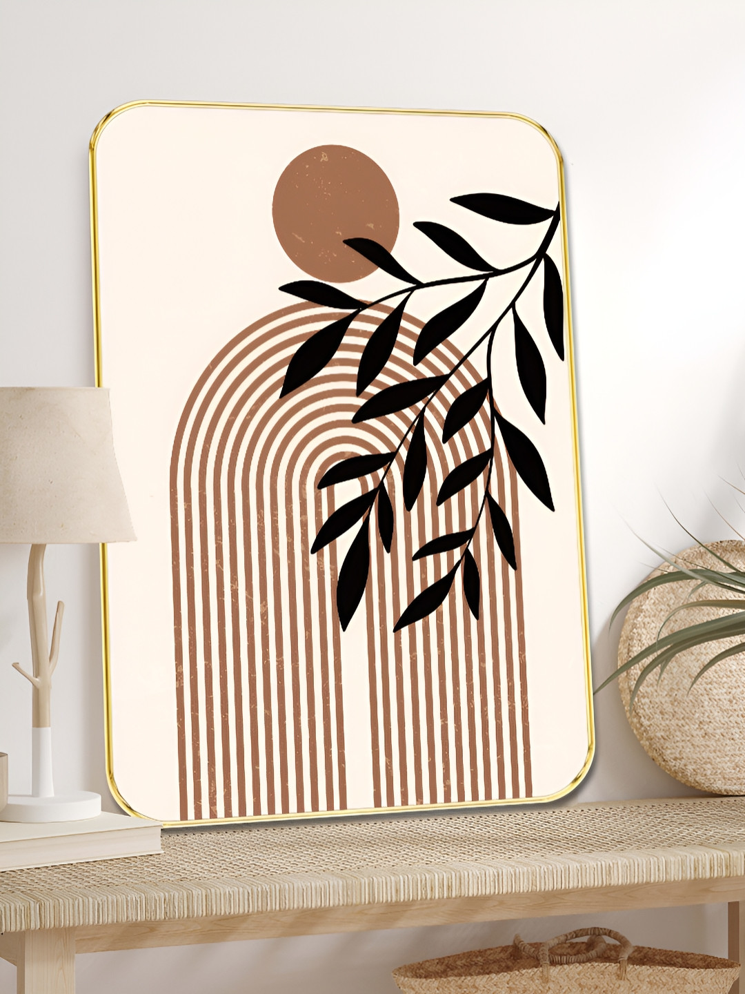 SAF Geometric Arch Wood Wall Rectangle Paintings Wall Art - 24 x 18 In