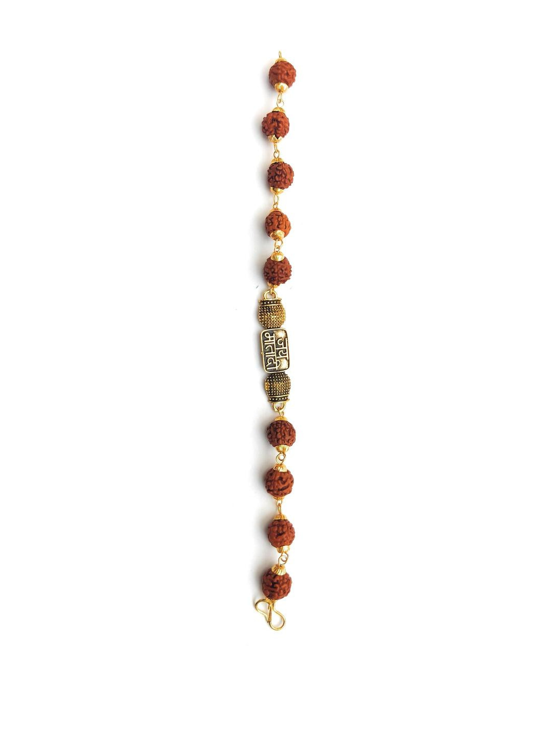 Apnisanskriti Unisex Rudraksha Rakhi Golden Cap Bracelet