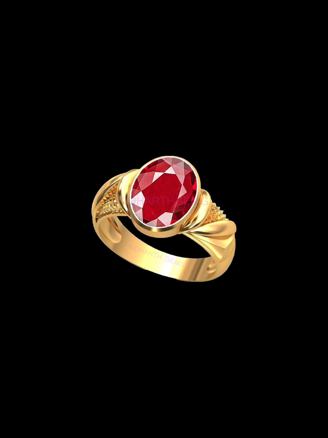 Sidharth Gems Ruby Stone Gold Plated Ring