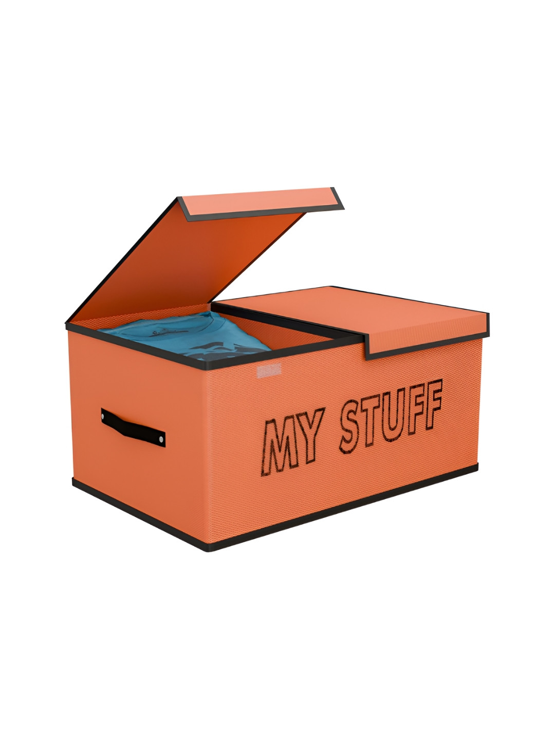 Aura Orange & Black Printed 2 Partition Drawer Organiser With Lid