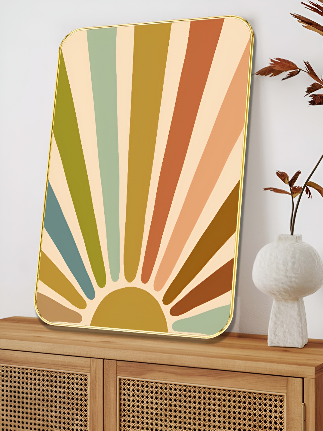 SAF Pink & Green Retro Sunrise Printed Wall Art
