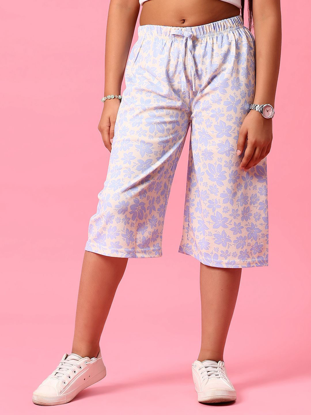 V-Mart Girls Mid Rise Printed Cotton Capris