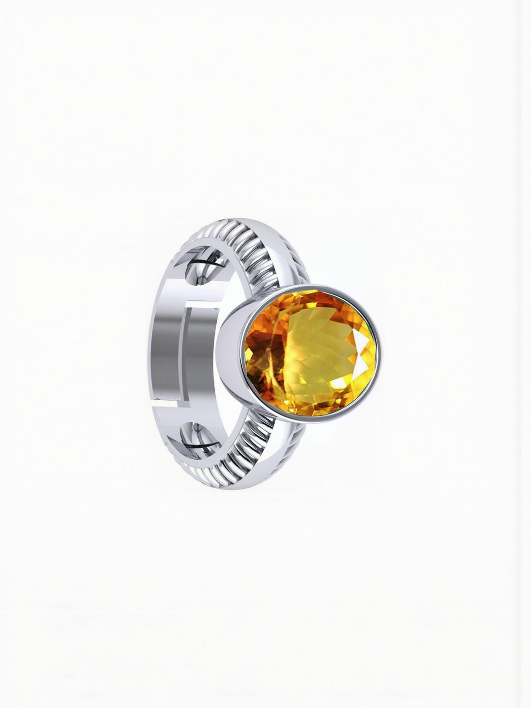 Sidharth Gems Silver Plated Citrine Sterling Ring