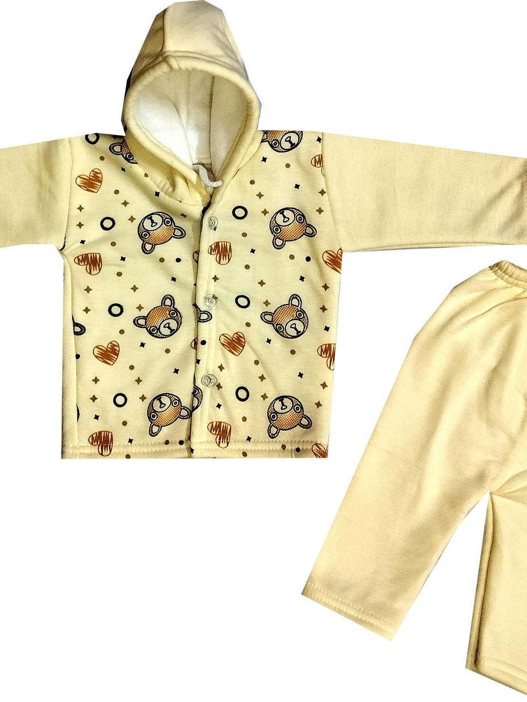 Fly Step Kids Unisex Printed Hood Neck Clothing Set