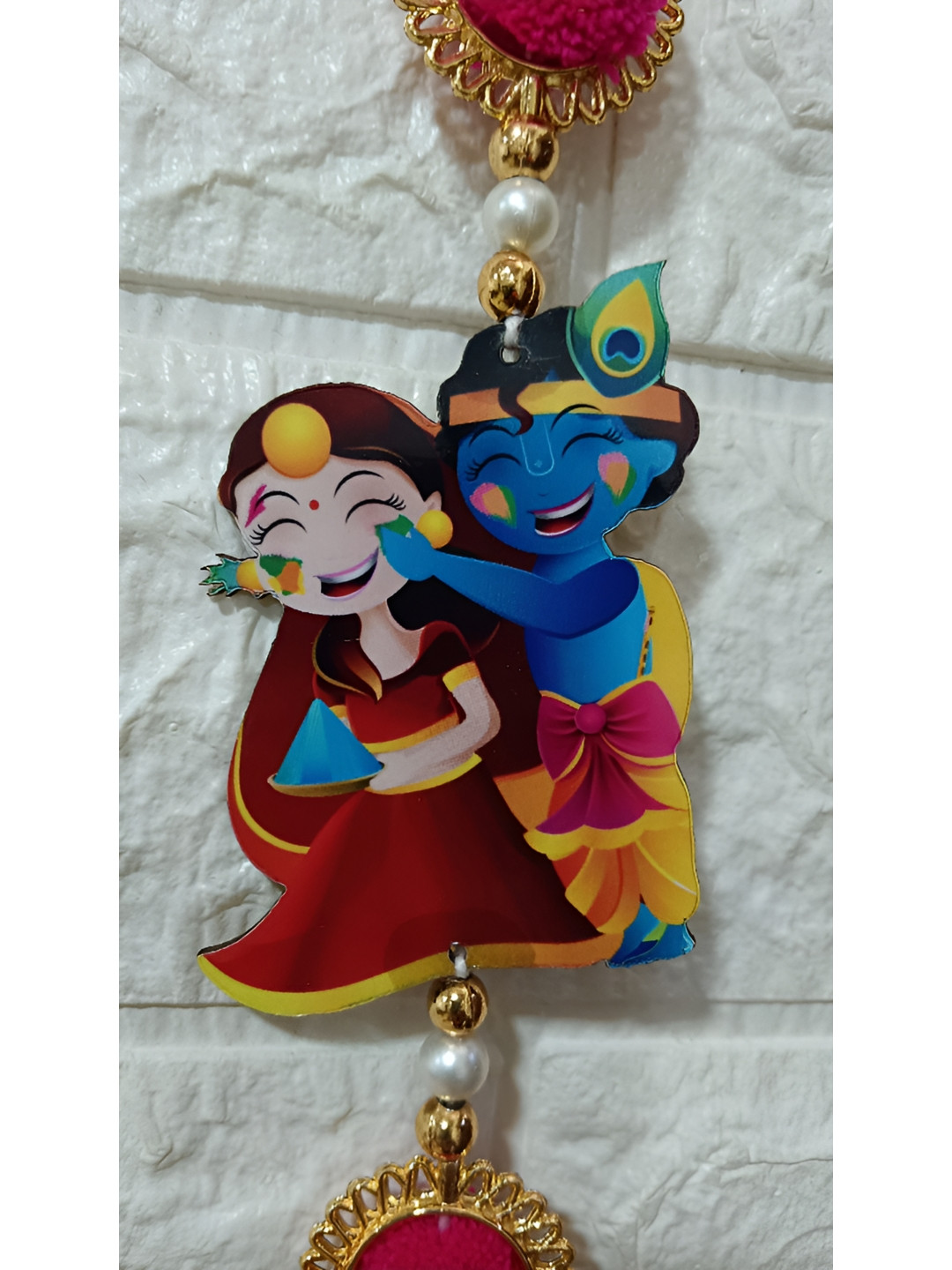 Sellplus Radha Krishna Hanging Fabric Ethnic Motifs Matte 2Pcs Spiritual Wall Decor-12In
