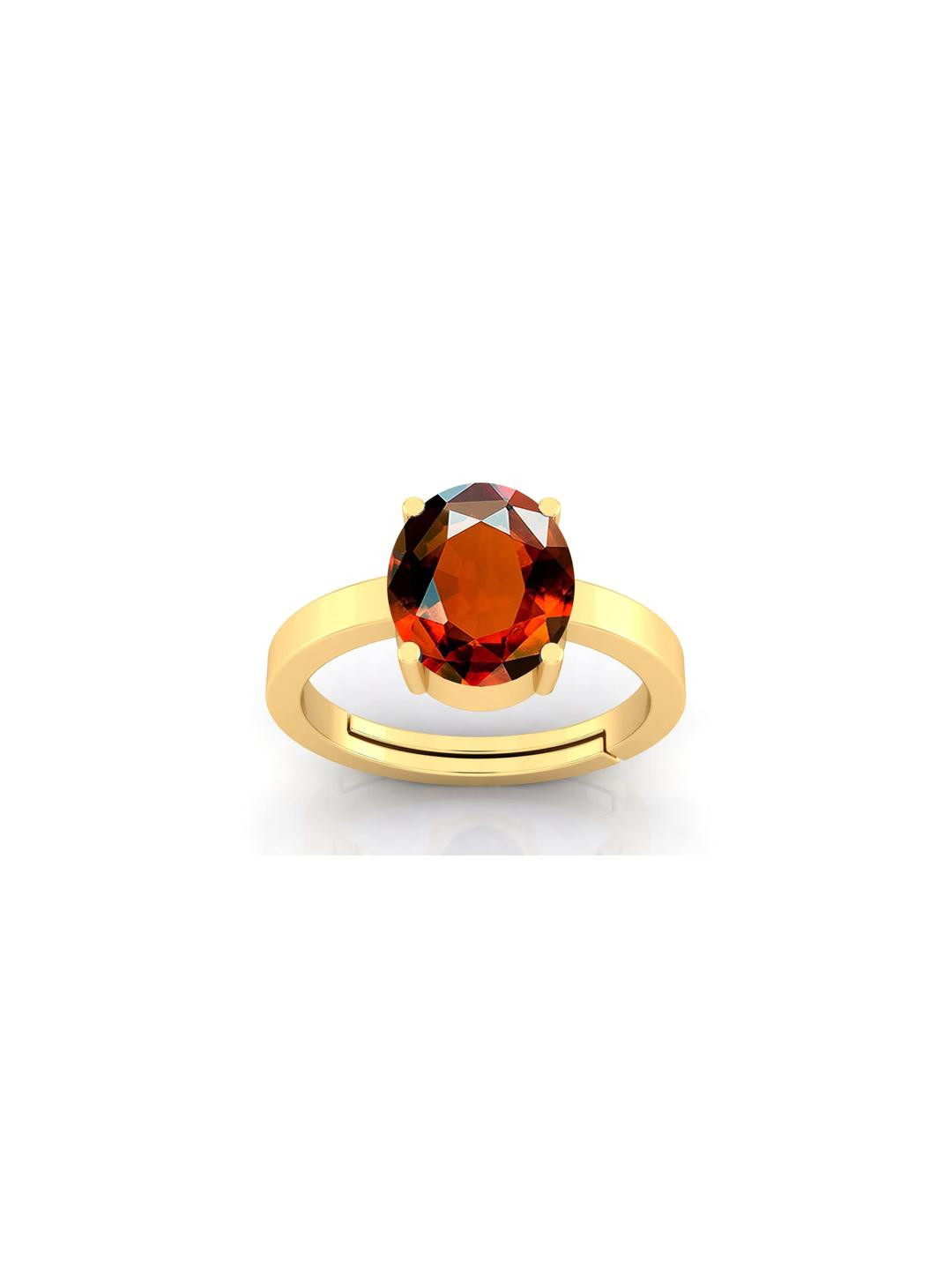 Pranjal Gems Unisex 14.25 Gold Ratti Gomed/Hessonite Garnet Finger Ring