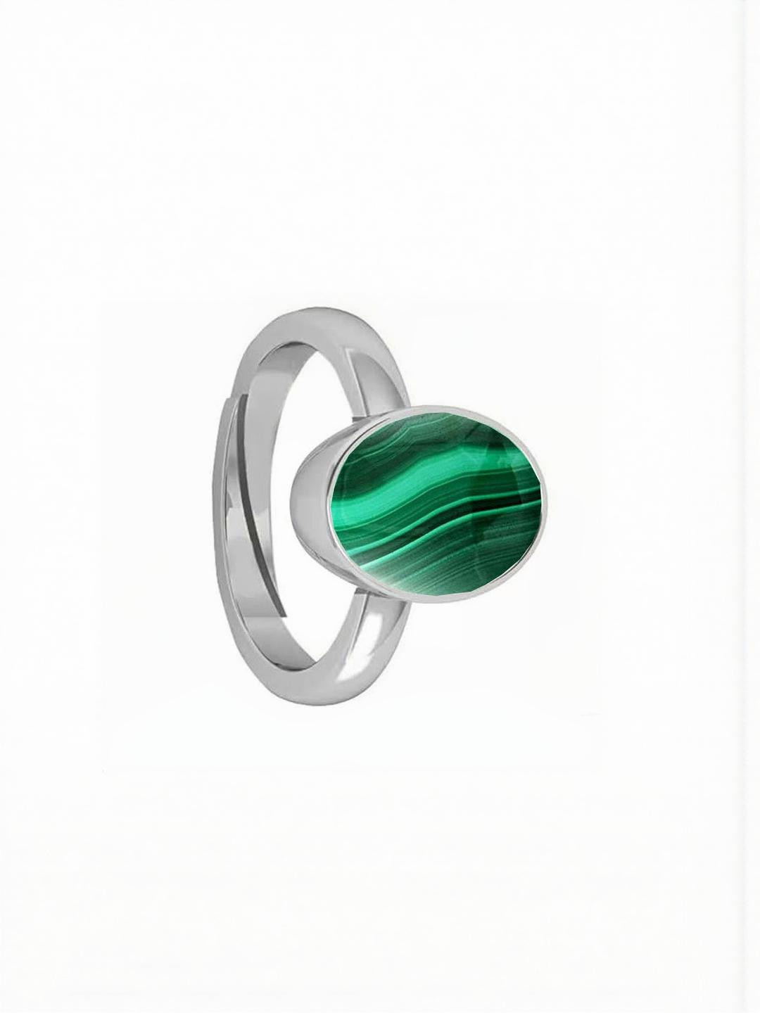 Sidharth Gems 9.25 Ratti 8.00 Crt Malachite Stone Oval Shape Brass Finger Ring