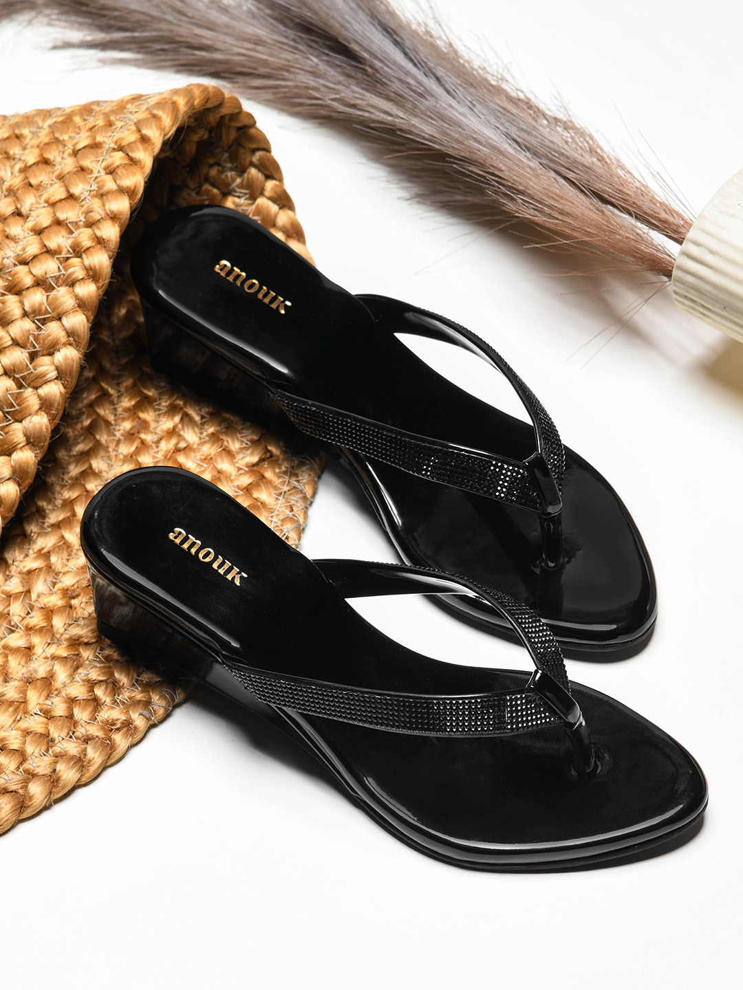 Anouk Women Embellished Synthetic Lather Wedge Sandals Ethnic-Embellished