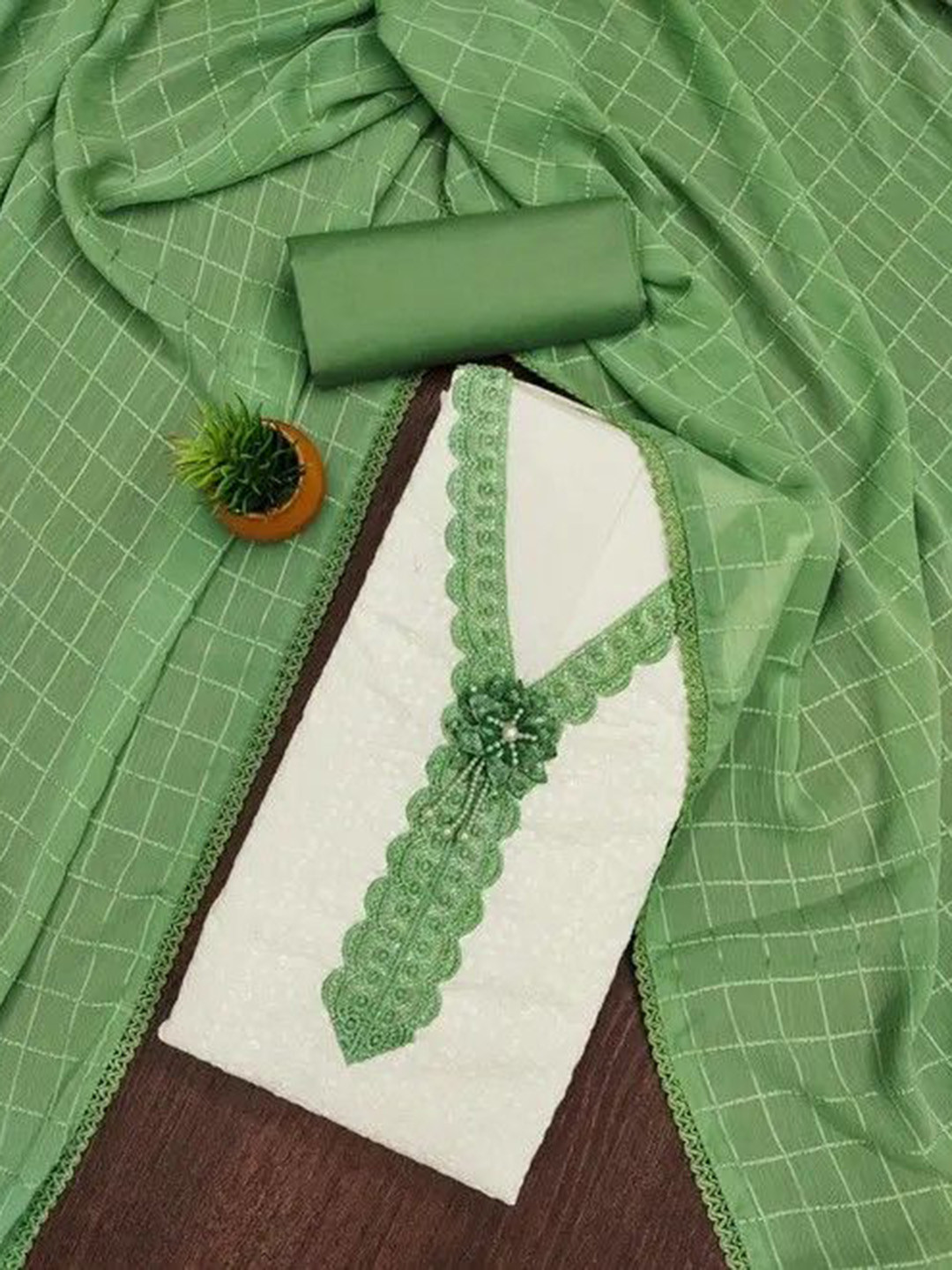 HouseOfCommon Women Green Unstitched Dress Material