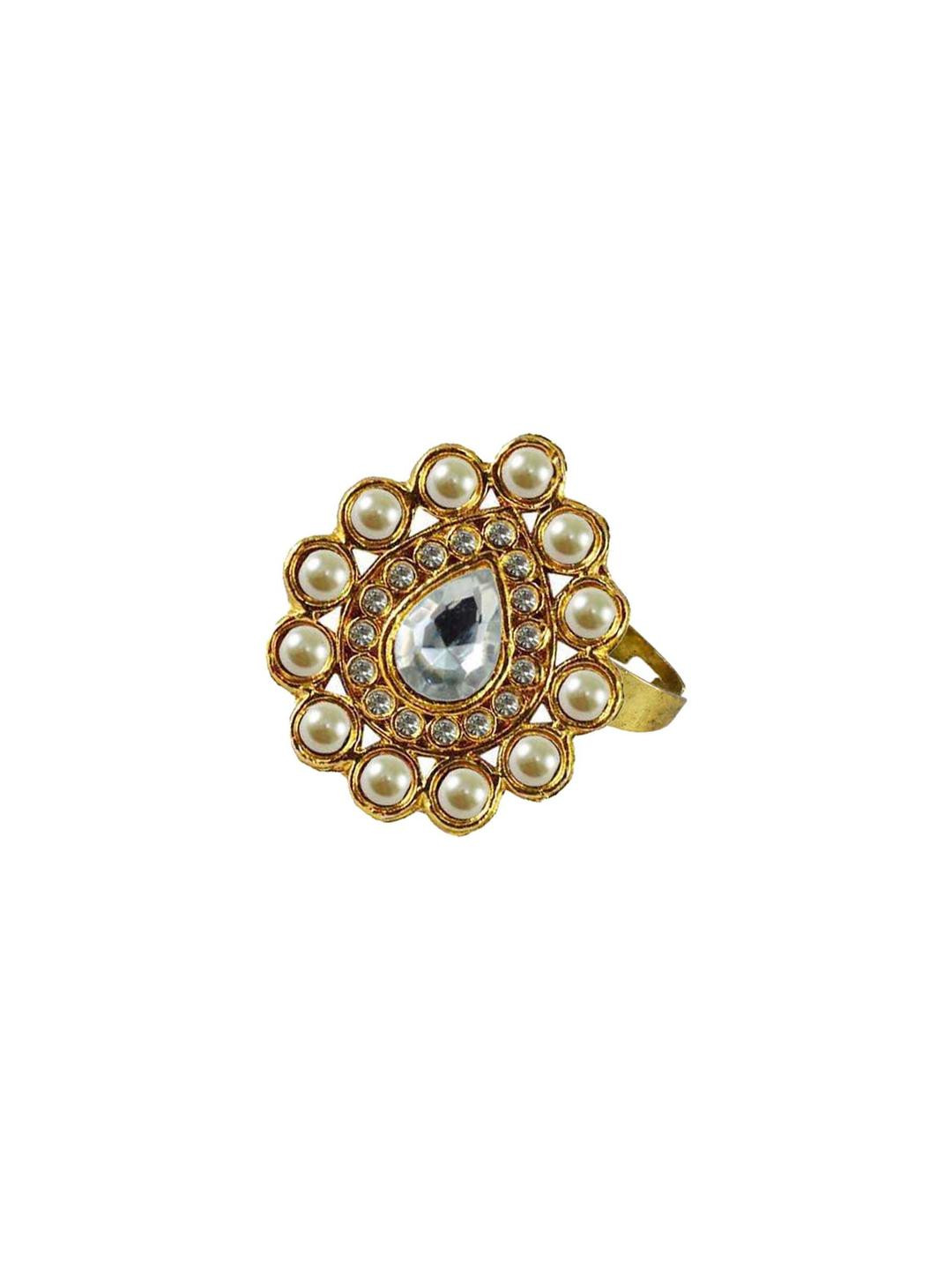 Gold Plated Multicolour Stone Studded Ring