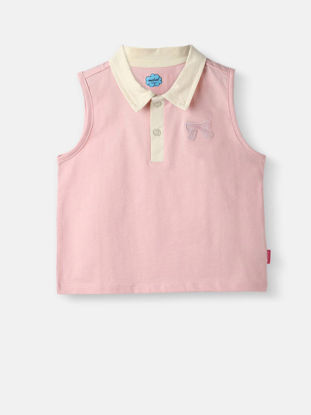 Nauti Nati Girls Solid Cotton Sleeveless Polo T-shirt
